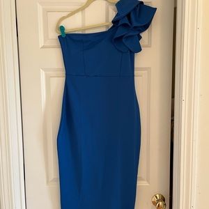 Mokoru Women's Ruffle One Shoulder Sleeveless Bodycon Party dress